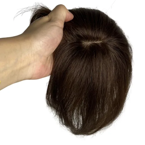 Vista 12 de Anemone Flequillo de cabello humano con clip para mujer, base de encaje de seda 3D, extensión de cabello natural falso para retroceder la línea