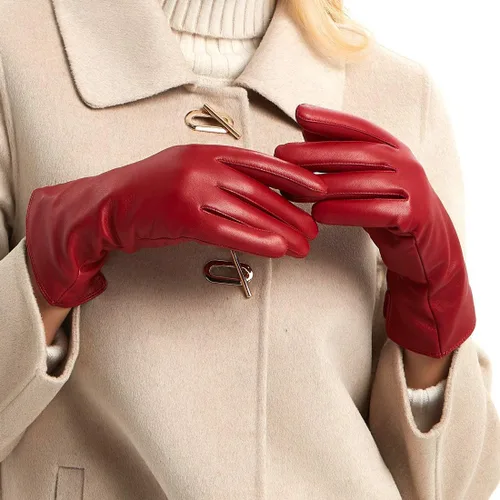Vista 4 de MGGM collection Guantes de piel de cordero de napa para mujer, con forro de cachemira cálida