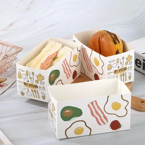 Vista 5 de 100 recipientes de papel para llevar, cajas para sándwich, mini cajas de hamburguesas, bandeja de pan para llevar recipientes de alimentos