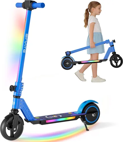 Vista 9 de SIMATE Electric Scooter for Kids 6-14, e Kick Scooter with LED Display and Colorful Lights, Adjustable Height and Foldable, Double Brake, Gifts for
