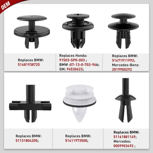 Vista 3 de Nilight 120 piezas de clips de retención de automóvil, 0.197 in, 0.236 in, 0.276 in, 0.354 in, 0.394 in, tornillos de expansión de repuesto, clips
