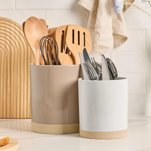Vista 14 de famiware Milkyway - Soporte para utensilios de cocina para encimera, 7.2 + 5.8 pulgadas, utensilios de cocina de cerámica para encimera, organizador