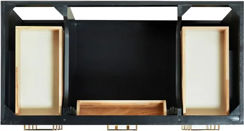 Vista 5 de DKB Isabella - Mueble de baño negro de 42 pulgadas con fregadero, lavabo rectangular, encimera de cuarzo blanco puro y protector contra salpicaduras
