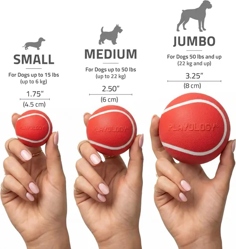 Vista 5 de Playology Juguete para perros Squeaky Chew Ball - Mediano, aroma a salsa de abuela Flotante, juguete de búsqueda animal, todas las razas, uso