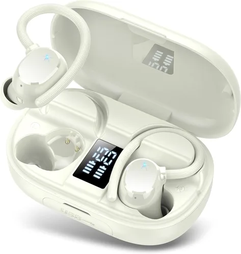 Vista 12 de hadbleng Auriculares inalámbricos Bluetooth deportivos 128 horas de reproducción Bluetooth 5.3 con pantalla LED, potentes graves sobre la oreja