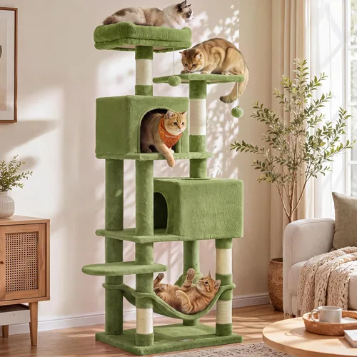 Vista 25 de Feandrea Cat Tree, 59.5-Inch Tall Cat Tower, Multi-Level Condo, Smoky Gray Gris ahumado (Smoky Gray)