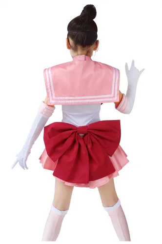 Vista 3 de DAZCOS Disfraz de cosplay de Chibi USA para niños pequeños de color rosa