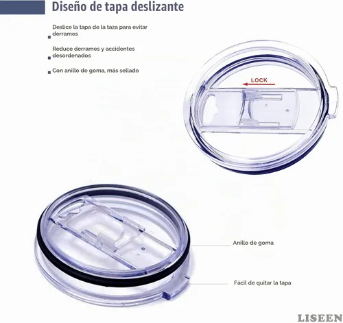 Vista 3 de Tapa de vaso compatible con vasos enfriadores Yeti y más de 20 onzas, a prueba de salpicaduras, tapa deslizante, apta para popote 567 g
