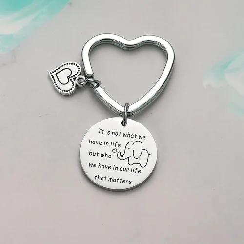 Vista 5 de Llavero de elefante, llavero para hermanos, llavero para hermana, joyería de cumpleaños, joyería de cumpleaños, llavero de hija, llavero de aliento
