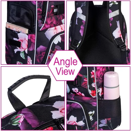Vista 5 de Mochila para laptop, mochila escolar de 16 pulgadas, mochila universitaria, mochilas resistentes al agua para adolescentes, niñas, niños, mujeres