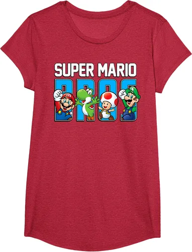 Vista 66 de Super Mario Bros Characters Letter Fill Graphic T-Shirt Camiseta, Negro