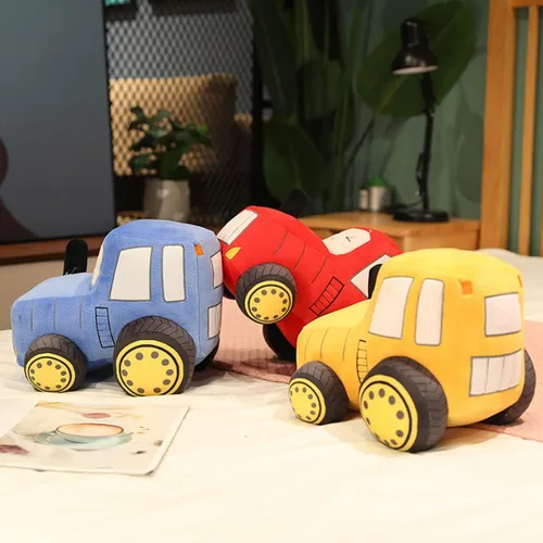 Vista 8 de Juguete de peluche de tractor de felpa suave, almohada de peluche súper linda, excelente regalo para niños o fiesta de cumpleaños de 12 pulgadas Azul