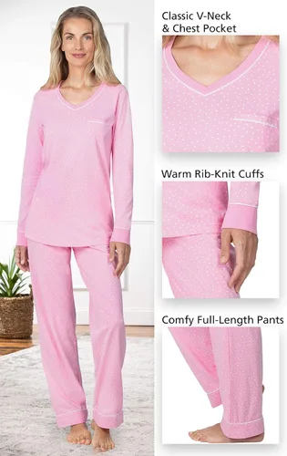 Vista 33 de PajamaGram Pijamas para mujer - Conjuntos de pijamas para mujer, camiseta sin botones, 100% algodón