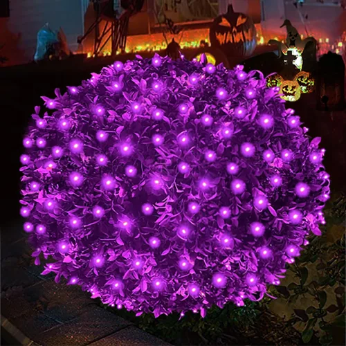 Vista 13 de HISHINY Red de luces de Navidad para exteriores, cable verde de 100 luces LED de 5 x 5 pies, cadena de luces de malla conectable para Navidad