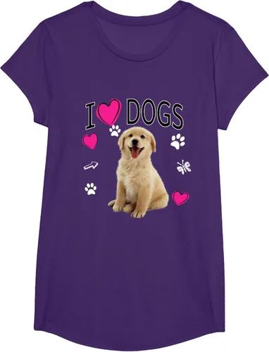 Vista 59 de Camiseta I Love Dogs - Camiseta Golden Labrador retriever, Azul Negro
