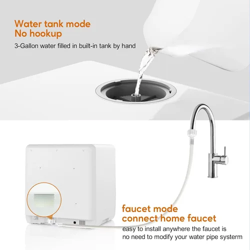 Vista 9 de Lavavajillas portátiles para acampar y hogar con tanque de agua de 5 litros, manguera, luz LED, 10 programas de lavado, modo de cuidado del bebé