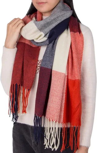 Vista 4 de YSense Women's Long Plaid Blanket Chunky Oversized WinterFall Warm Scarf Big Tartan Scarves Wrap Shawl Gifts