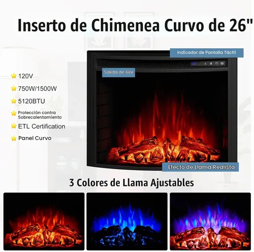 Vista 2 de AMERLIFE - Soporte de TV curvado con chimenea de 59 pulgadas con almacenamiento para televisores de hasta 65 pulgadas Blanco gastado