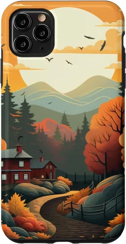 Vista 13 de Otoño hojas puesta de sol en montaña pino bosque otoño vibe caso para iPhone 16