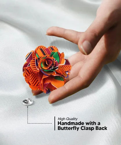 Vista 3 de Broche formal para hombre, diseño de flores con estampado animal, diseño de flores
