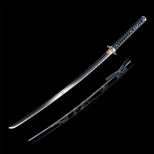 Vista 2 de Fidestisan Estilo Monte Fuji 2.21IB 101 cm Espada Samurai Katana Japonesa Real de Acero de Primavera 1065 Hoja con Hamon Artificial, Tang Completo