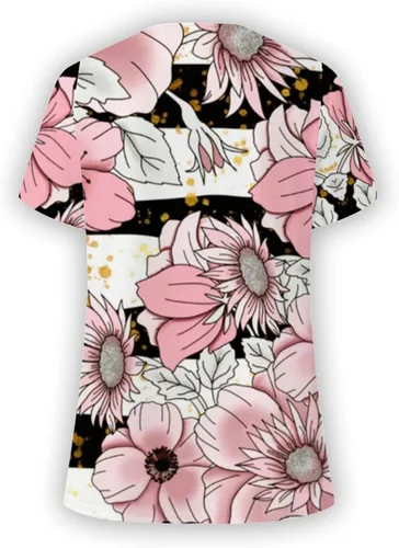 Vista 5 de Summer Tops for Women Short Sleeve Criss Cross V-Neck T-Shirt Floral Print Casual Plus Size Tunic Tops for Leggings