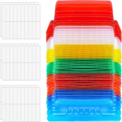 Vista 3 de Pestañas para carpetas de archivos, 60+120 juegos de pestañas colgantes multicolor con insertos, plástico transparente de 2 pulgadas para una