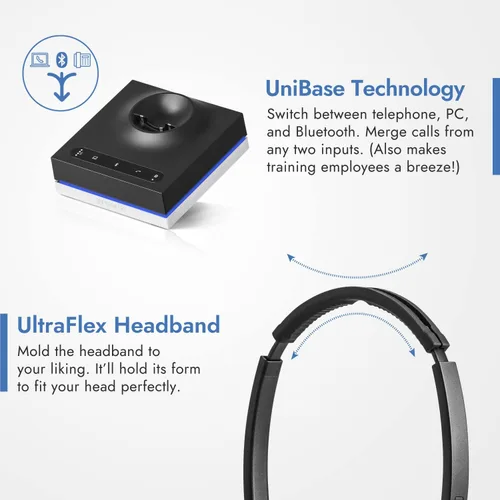 Vista 5 de Leitner LH675 Auriculares inalámbricos de oficina 3 en 1 con micrófono - Auriculares inalámbricos DECT para teléfono de oficina, computadora