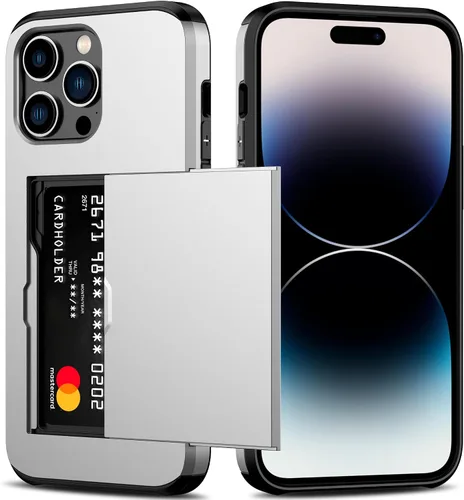 Vista 34 de Nvollnoe Funda para iPhone 14 con tarjetero [almacena 5 tarjetas] Funda tipo cartera de doble capa resistente a prueba de golpes con ranura oculta