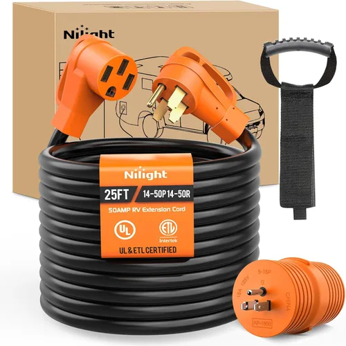 Vista 52 de Nilight Cable de Extensión para Secadora EV de 15 Pies 3 Clavijas 30 Amperios NEMA 10-30P 10-30R Cable de Extensiones Antiguas Servicio Pesado