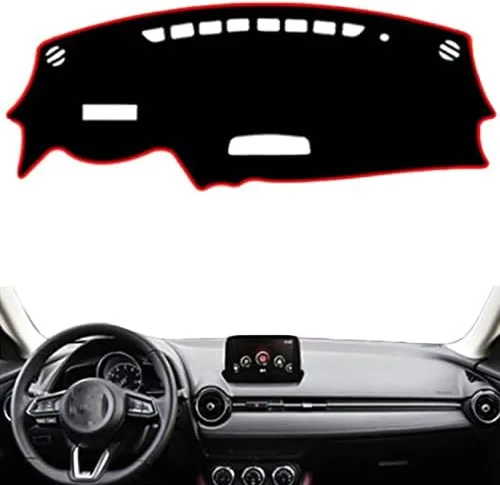 Vista 2 de KAYJAE Tapete para cubierta de salpicadero de coche, para Mazda CX3 CX-3 2018, borde rojo, antideslizante, cubierta para salpicadero, accesorios