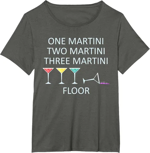 Vista 53 de Funny Bartender One Two Three Martini Floor Cocktail T-Shirt Asphalt Grey