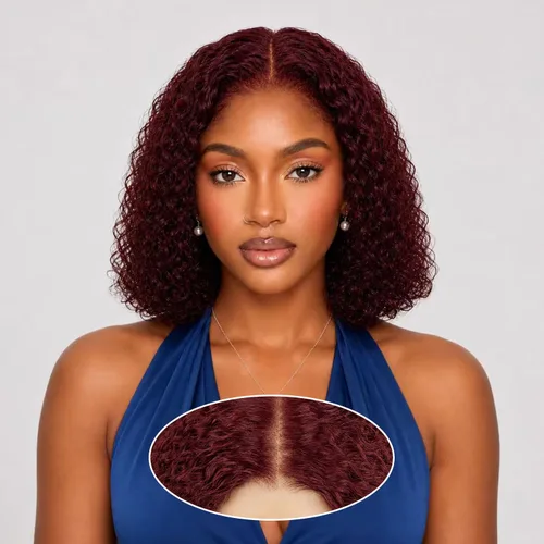 Vista 24 de Peluca de cabello humano rizado sin pegamento, 2 x 6 HD, encaje frontal, pelucas de cabello humano prearrancado 3 en 1, para usar y llevar, densidad