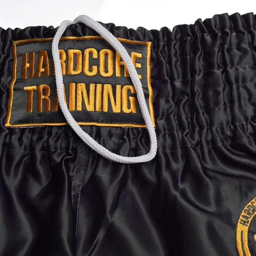 Vista 4 de Hardcore Training Pantalones cortos clásicos de Muay Thai Negro Blanco Rojo Camo Azul Kick Boxing MMA Combat Sport Sparring Trunks