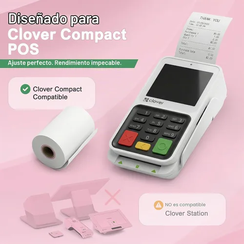 Vista 4 de Papel de recibo térmico para encimera compacto compatible con Clover de 2 1/4 pulgadas x 55 pies (10 rollos)