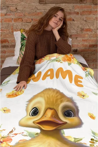 Vista 6 de Manta de pato bonita y personalizada, mantas suaves de franela acogedora y ligera, regalo perfecto para cama, sofá, sofá, 50 x 40 pulgadas, pequeña