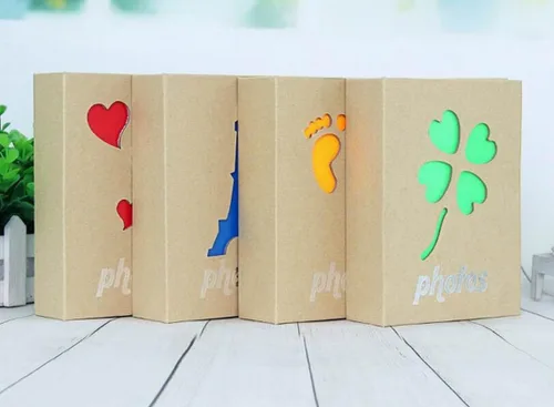 Vista 6 de Álbum de fotos con capacidad para 100 bolsillos, 4 x 6 pulgadas, álbum de fotos para niños, álbum de fotos de papel kraft para niños (trébol)