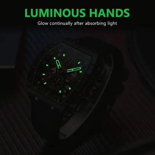 Vista 5 de Mini Focus Mens Watches 3ATM Waterproof Chronograph Movement Watches with Silicon Strap Gifts for Men
