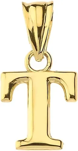 Vista 23 de Colgante de oro amarillo de 10 quilates con inicial A-Z con dije fino de 1/2 pulgada – Elección de letra inicial
