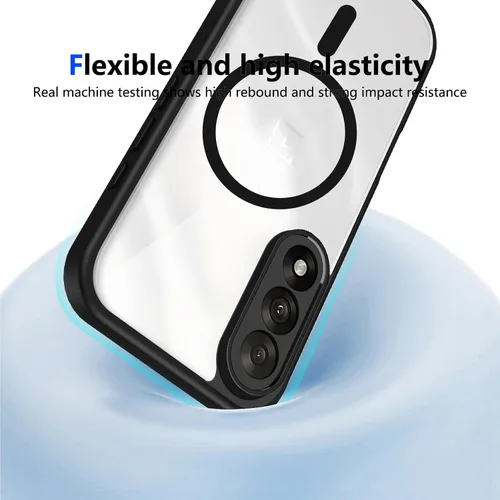 Vista 576 de Funda magnética transparente compatible con Xiaomi 17T, color negro 2 en 1 PC + TPU cubierta de teléfono a prueba de golpes, carcasa protectora
