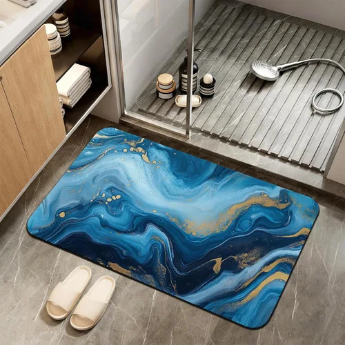 Vista 14 de Tapete de baño antideslizante, decoración de baño con purpurina bendita, tapete de baño plateado de diatomeas de secado rápido, absorbente, alfombra