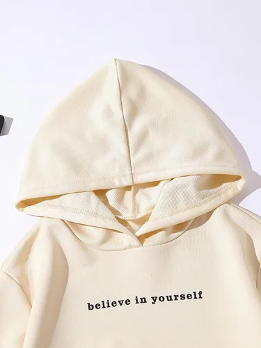 Vista 3 de Verdusa Conjunto deportivo de 2 piezas para niña, sudadera con capucha y estampado de letras