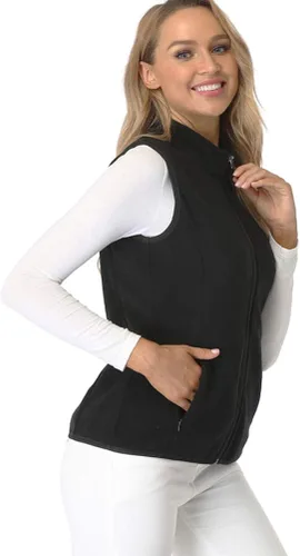 Vista 2 de Fuinloth Chaleco de vellón para mujer suave polar sin mangas ajuste clásico con cremallera en los bolsillos