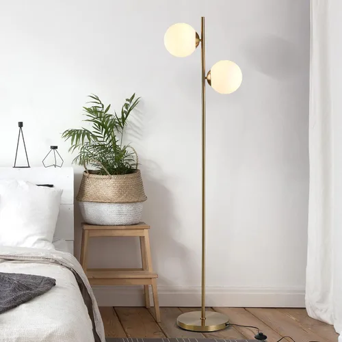 Vista 10 de HOMCOM - Lámpara de pie moderna con estantes e iluminación ambiental doble, color negro Lámpara de pie alta, sala de estar, dormitorio, pantalla