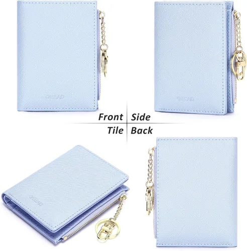 Vista 5 de FEITH & FELLY - Pequeña billetera plegable para mujer con monedero con cremallera y tarjetero