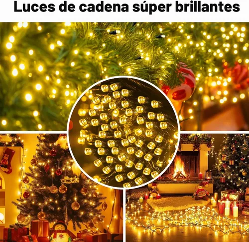Vista 2 de [Paquete de 2] Luces de Navidad para Exteriores, 210 Pies 600 LED Luces de Cadena Conectables Impermeables, Luces Centelleantes con 8 Modos, Luces