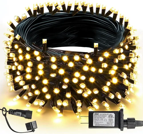 Vista 23 de TW SHINE - Luces de Navidad que cambian de color, 200 luces LED RGB de 66 pies, luces de Halloween para exteriores con control remoto, impermeables