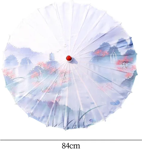 Vista 4 de Paraguas de papel de aceite de estilo oriental, paraguas de baile antiguo, impermeable, 33 pulgadas, paraguas de papel aceitado chino