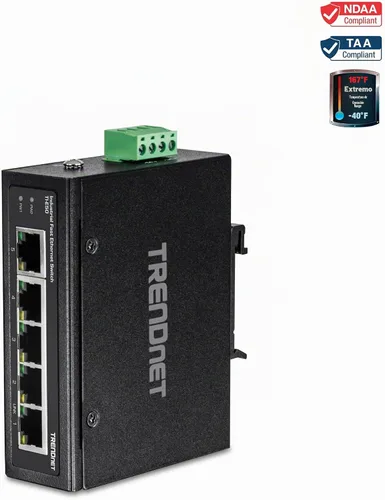 Vista 2 de TRENDnet Conmutador de carril DIN de Ethernet rápido industrial, TI-E50