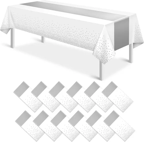 Vista 55 de MASHAN 1 mantel negro y azul para decoración de fiesta, mantel de plástico negro impreso azul, funda rectangular desechable para cumpleaños, boda